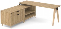 L Shaped Desk with Wood Legs