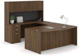 U Shaped Desk with Hutch and Bookcase