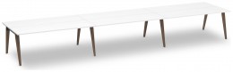 6 Person Workstation with Wood Legs