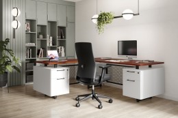 Modern L Shaped Desk with Drawers