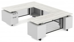 Modern U Shaped Desk with Drawers