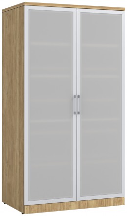 Tall Storage Cabinet with Glass Doors
