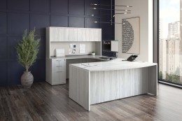 Bow Front U Shaped Desk with Hutch