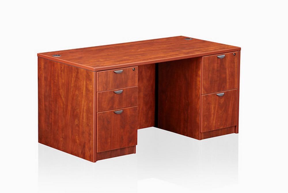 Cherry Straight Desk with Locking Drawers | Madison ...