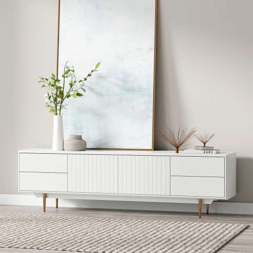Norna 79 Media Stand in Matte White