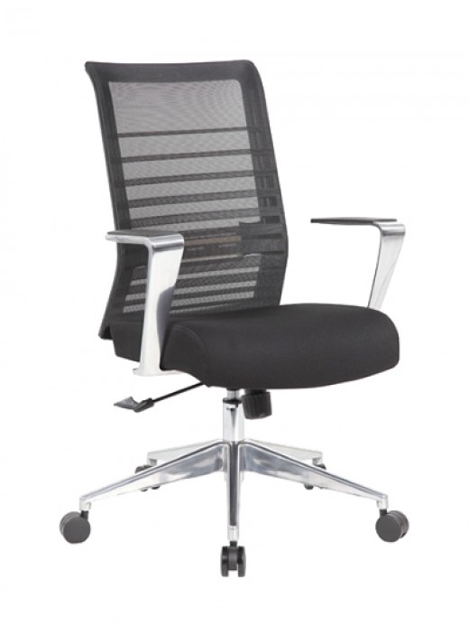 Black Conference Chair with Polished Aluminum Frame - 27 x 25.5 x 40