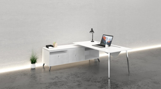 Modern L Shaped Desk with Side Storage