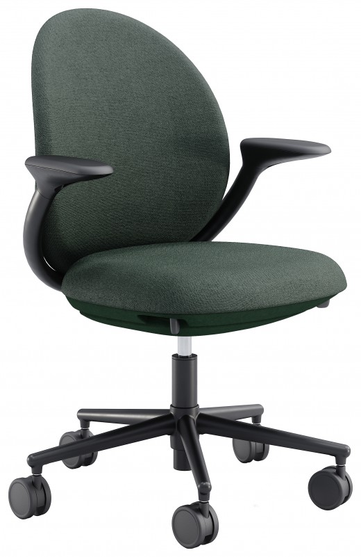 26.2 x 25.5 x 35-40 - Jade Task Chair, Black Frame, Forest Knit, Emerald PET Felt