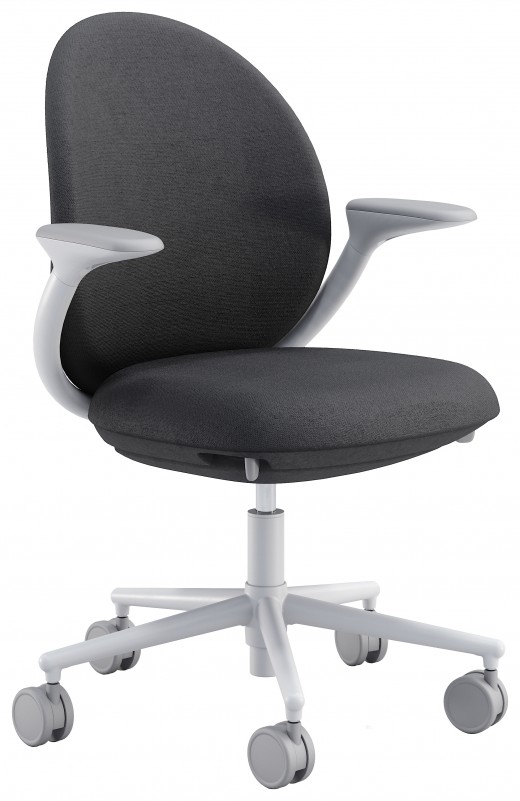 26.2 x 25.5 x 35-40 - Jade Task Chair, White Frame, Black Knit, Charcoal PET Felt