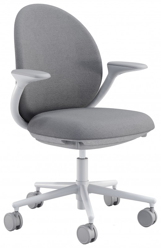 26.2 x 25.5 x 35-40 - Jade Task Chair, White Frame, Grey Knit, Grey PET Felt