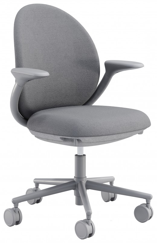 26.2 x 25.5 x 35-40 - Jade Task Chair, Silver Frame, Grey Knit, Grey PET Felt