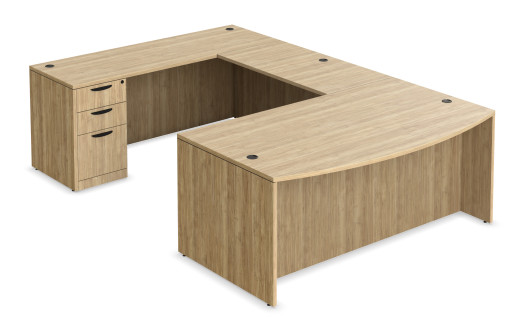 Bow Front U Shaped Desk with Drawers