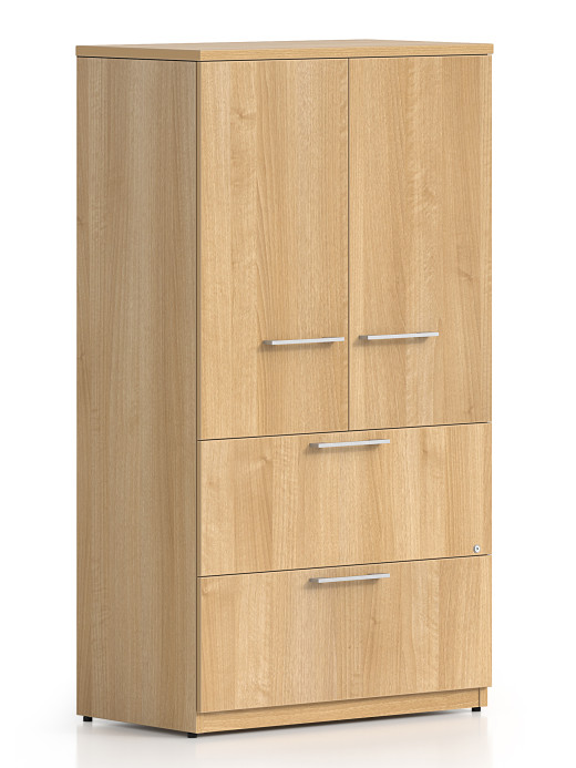 Storage Cabinet w/Lateral File Drawers, Aluminum Handles - 36W x 20D x 65H