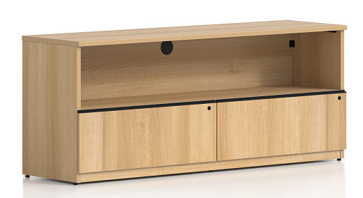 Lateral File Credenza w/Open Storage, Linear Handles - 72W x 20D x 29H