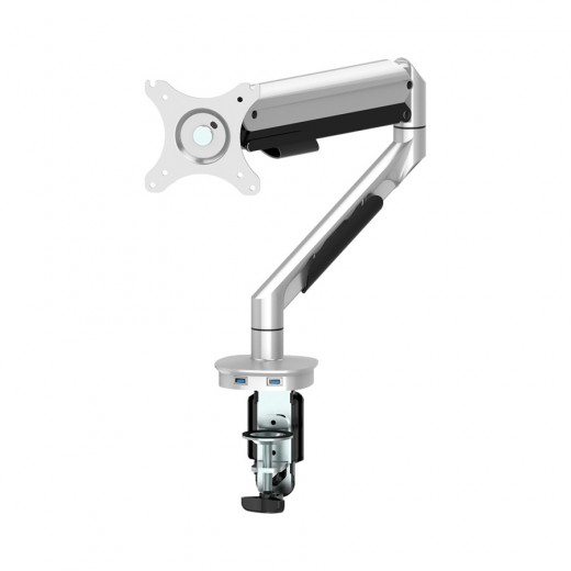 Single Arm Adjustable Monitor Mount - Silver