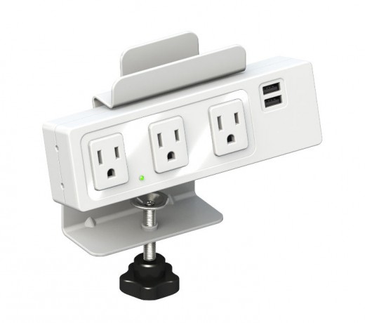 Desk Clamp Power Receptacle w/AC & USB