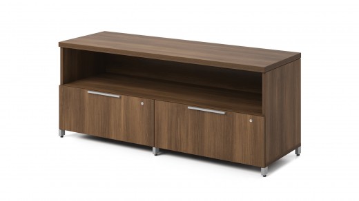 72W x 24D x 29.5H Lateral File Credenza w/Open Storage