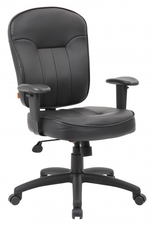 Black Leather Task Chair W/ Adjustable Arms