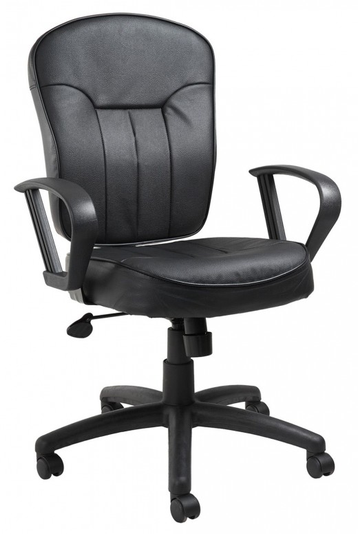 Black Leather Task Chair W/ Loop Arms