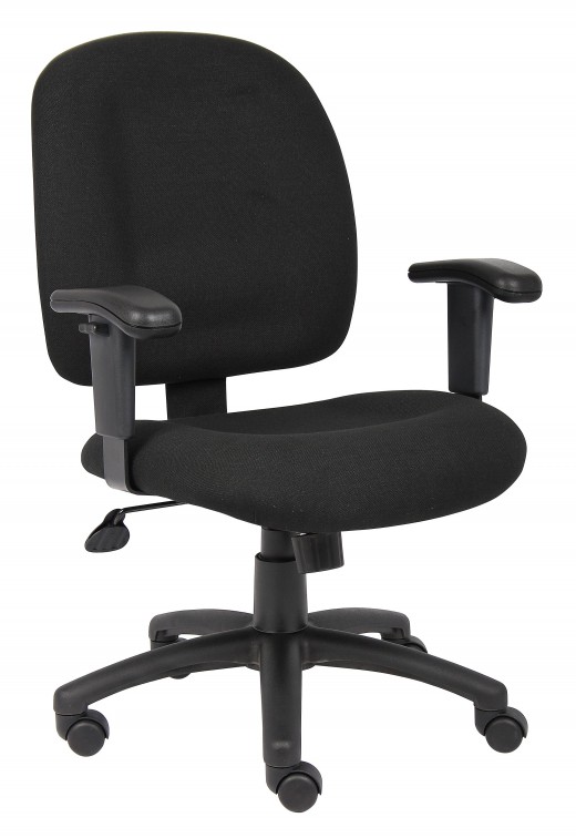 Black Fabric Task Chair W/ Adjustable Arms