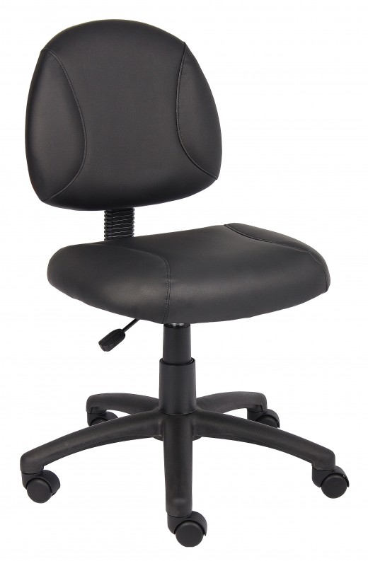 Black Leather Mid Back Chair without Arms