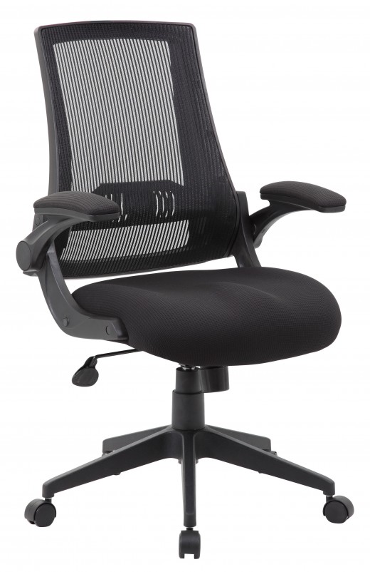 Black Mesh Flip Arm Chair