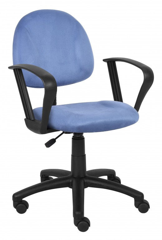 Blue Microfiber Deluxe Posture Chair W/ Loop Arms.