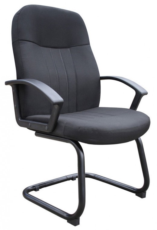 Mid Back Fabric Guest Chair In Black