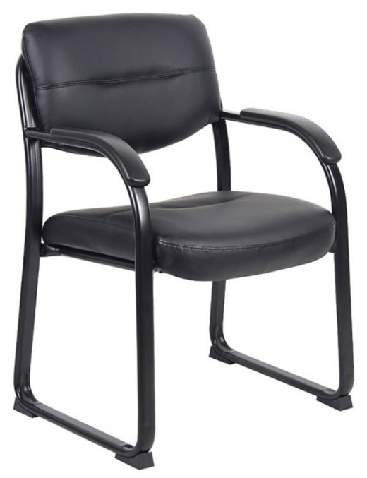 Leather Sled Base Side Chair W/ Arms