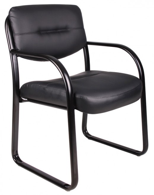 Leather Sled Base Side Chair W/ Arms