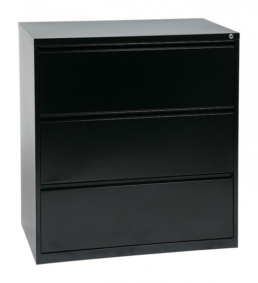 36 Wide 3 Drawer Lateral File With Core-Removeable Lock & Adjustable Glides