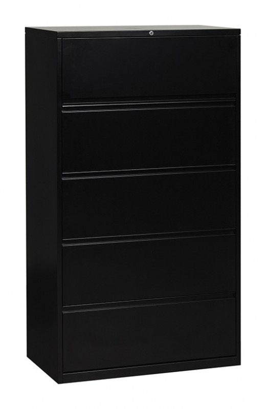 36 Wide 5 Drawer Lateral File With Core-Removeable Lock & Adjustable Glides