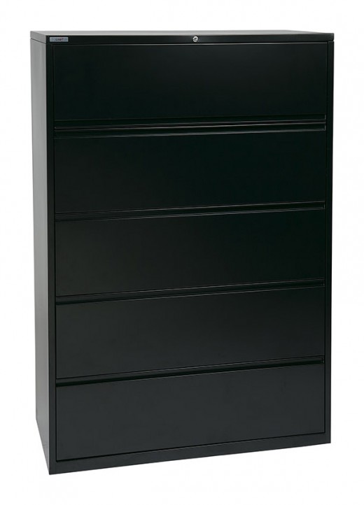 42 Wide 5 Drawer Lateral File With Core-Removeable Lock & Adjustable Glides