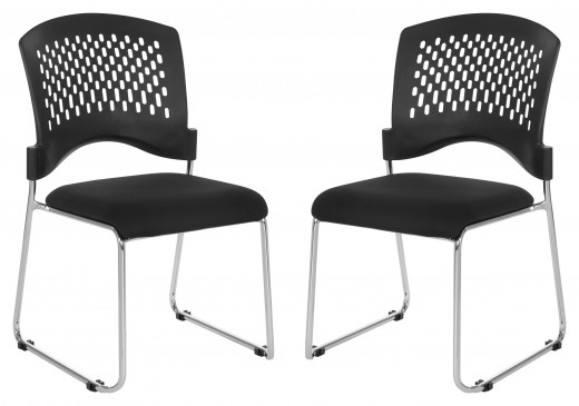 Stacking Chair w/Black Plastic Seat and Chrome Frame