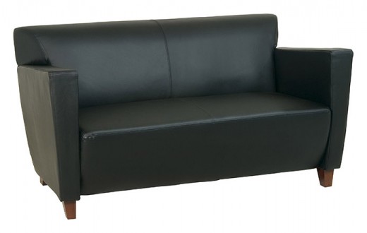 Black Bonded Leather Love Seat