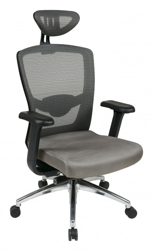 Grey ProGrid? High Back Chair with Headrest