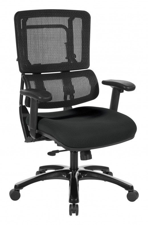 Vertical Black Mesh Back Chair with Shiny Black Base