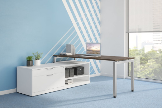 Modern L Shaped Desk with Drawers