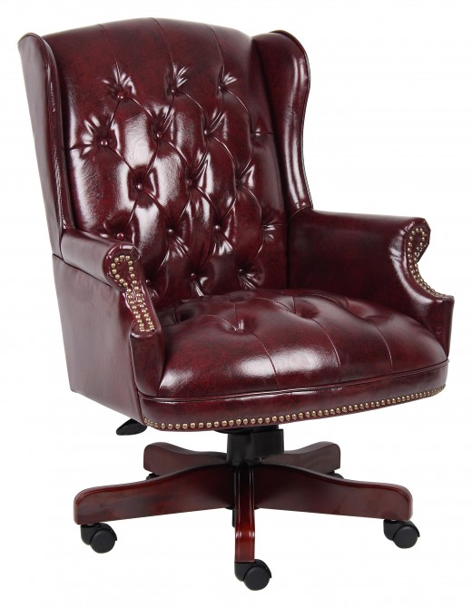 Wingback Traditional Chair In Burgundy