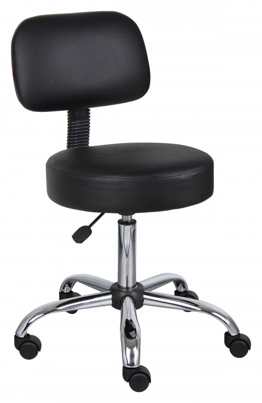 Black Caressoft Medical Stool W/ Back Cushion