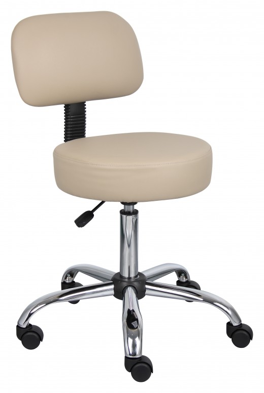 Beige Caressoft Medical Stool W/ Back Cushion