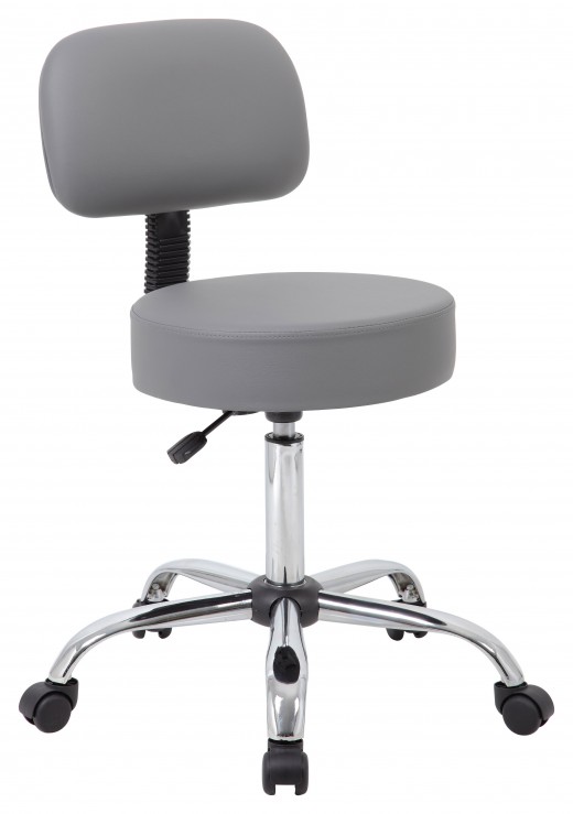 Grey Caressoft Medical Stool W/ Back Cushion