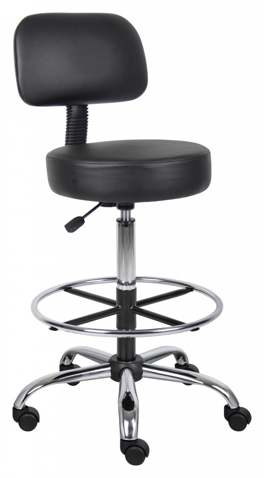 Caressoft Medical/Drafting Stool W/ Back Cushion