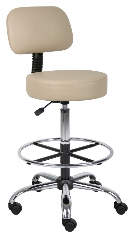 Caressoft Medical/Drafting Stool W/ Back Cushion