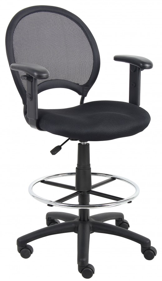 Mesh Drafting Stool W/ Adjustable Arms