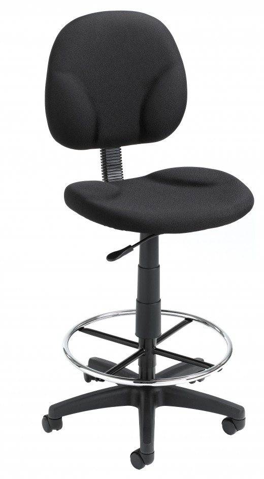 Black Fabric Drafting Stools W/Footring