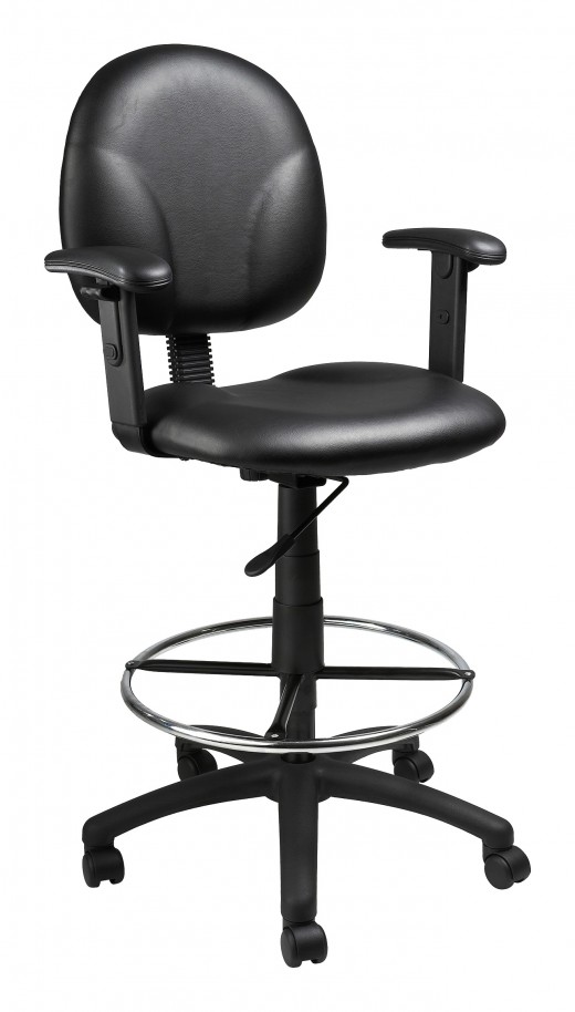 Black Antimicrobial Drafting Stools W/Adj Arms & Footring