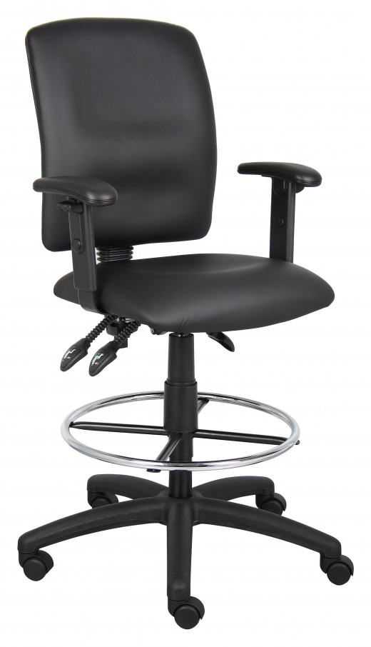 Multi-Function LeatherPlus Drafting Stool W/ Adjustable Arms