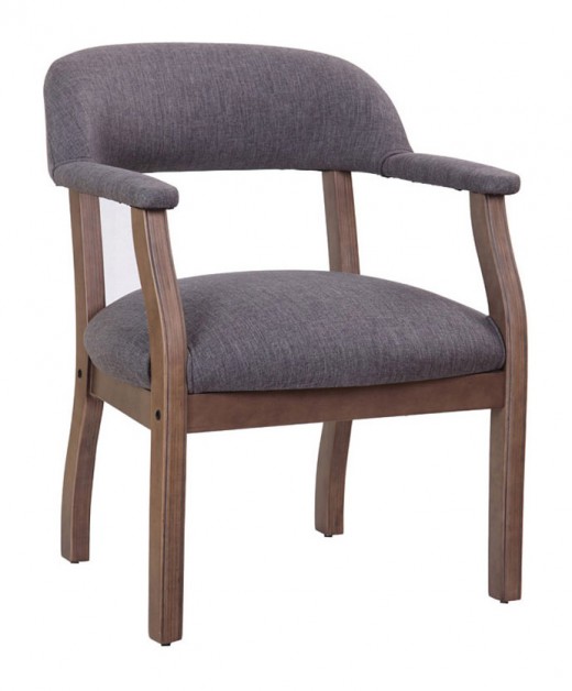 Modern Captain's guest, accent or dining chair in Slate Grade Commercial Grade Linen