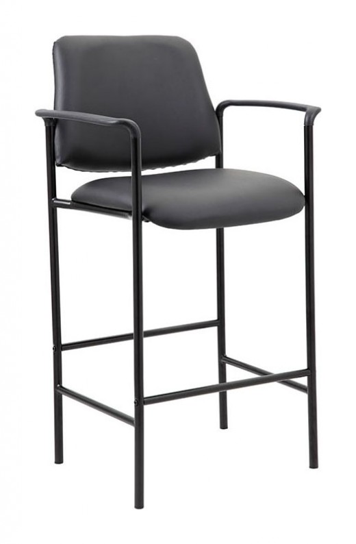 Square Back Diamond Stool W/Arm In Black Caressoft